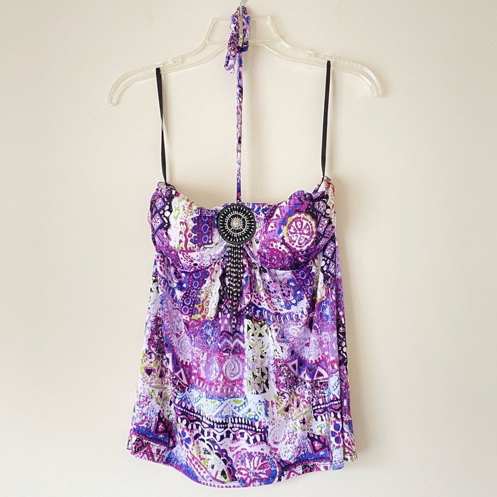 IZ Byer Women's Multicolor Abstract Summer Top - L - New with Tags